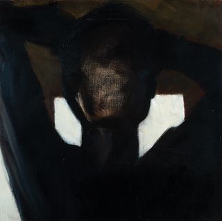 Dozier Bell, Am. b. 1957, "Figure at a Window", Oil on linen, framed