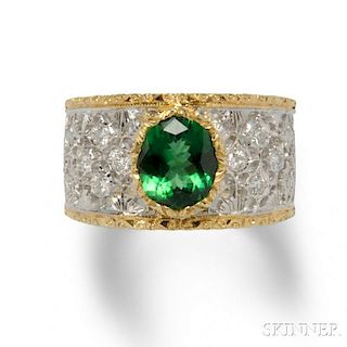 18kt Gold, Green Tourmaline, and Diamond Ring, Andrew Sarosi