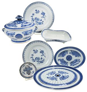 Seven Pieces Blue and White Chinese Export