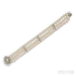14kt White Gold and Cultured Pearl Bracelet