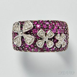18kt White Gold, Pink Sapphire, and Diamond Ring, Sonia B.