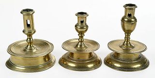Three European Brass Candlesticks