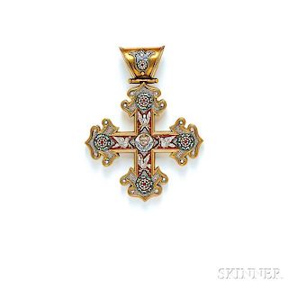 Antique 18kt Gold and Micromosaic Pendant
