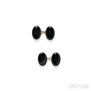 Antique 18kt Gold and Onyx Cuff Links, Tiffany & Co.