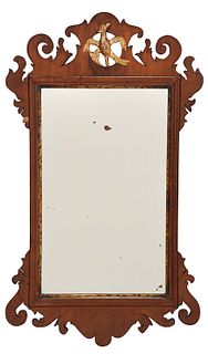 Chippendale Figured Parcel Gilt Mahogany Mirror