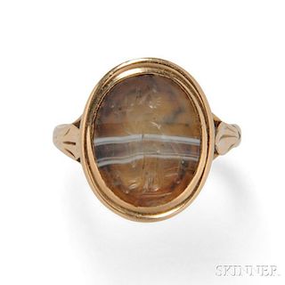 Antique Gold and Hardstone Intaglio Ring
