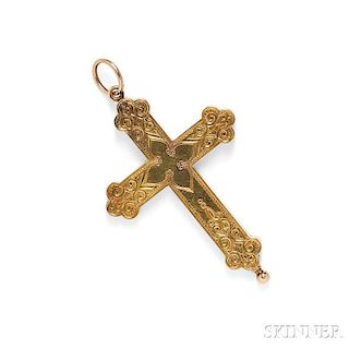 Antique Gold Reliquary Pendant Cross