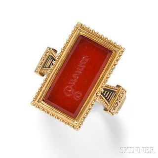 Antique Gold and Hardstone Seal Ring