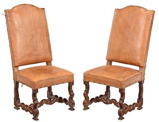 Pair Louis XIV Walnut Backstools