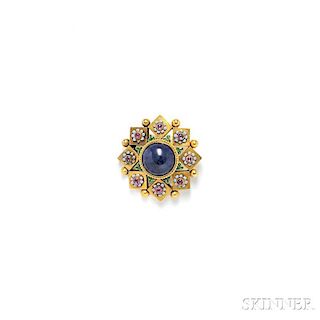 Antique Gold and Lapis Pendant/Brooch