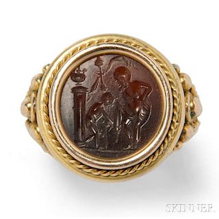 14kt Gold and Carnelian Intaglio Ring