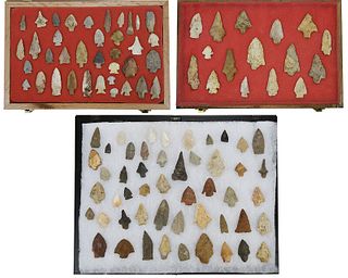 Collection of Native American Stone Arrowheads