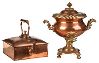Square Copper Kettle and Copper Hot Water Urn
