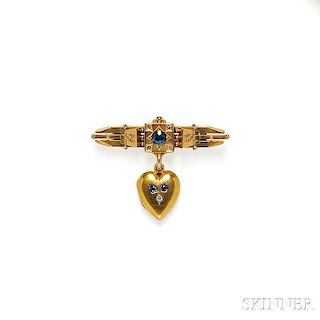 Antique 15kt Gold and Sapphire Brooch