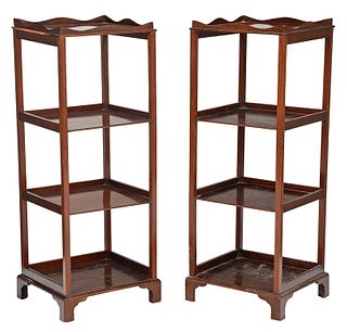 Pair George III Style Mahogany Four Tier Etageres