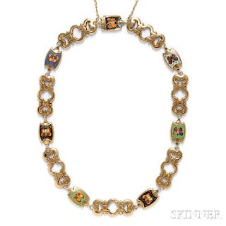 Antique Gold and Swiss Enamel Necklace