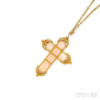 18kt Gold and Coral Pendant Cross, Maggie Hayes