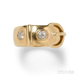 18kt Gold and Diamond Buckle Ring