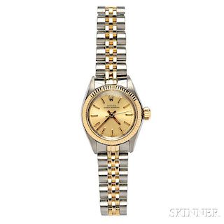 Lady's 14kt Gold and Stainless Steel "Oyster Perpetual" Wristwatch, Rolex