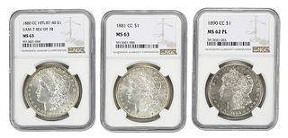 Group of Three Carson City Morgan Silver Dollars