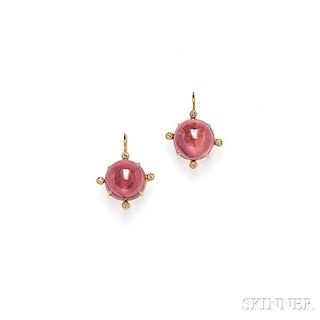 14kt Gold and Pink Tourmaline Earpendants