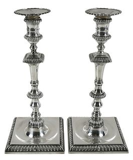 Pair George III English Silver Candlesticks