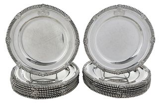 Set of 16 English Silver Plates, Robert Garrard