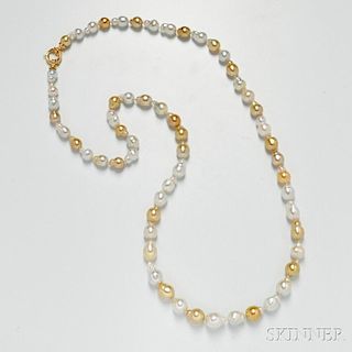 Baroque South Sea Pearl and Golden Pearl Necklace