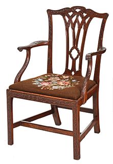 A Chippendale Carved Mahogany Armchair