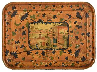 An English Chinoiserie Decorated Tole Tray