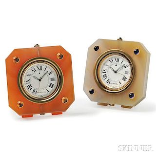 Two Hardstone Table Clocks, Verdura