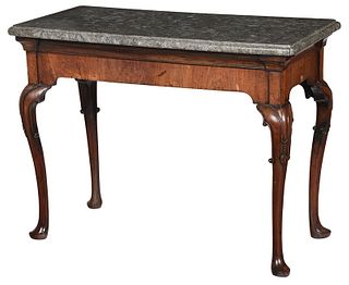 Irish Queen Anne Style Mahogany Marble Top Table