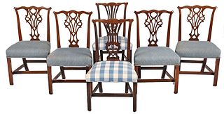 Assembled Set Six Chippendale Dining Chairs