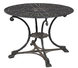Black Painted Cast Iron Circular Garden Table