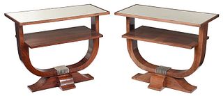 Pair of Rosewood Mirrored Top Side Tables