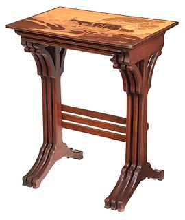 Galle Art Nouveau Marquetry Inlaid Nest of Tables