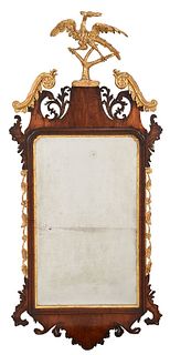 Chippendale Figured Mahogany Parcel Gilt Mirror