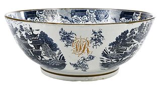 A British Transfer Decorated Pearlware Punch Bowl