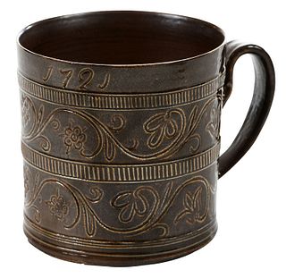 Nottingham Stoneware Mug, Dated 1721
