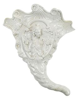 Staffordshire White Glazed Stoneware Flower Horn