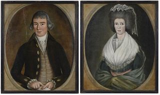 Pair of British School Pendant Portraits