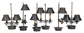Six Double and Single Light Tole Lamps