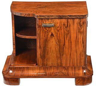 Art Deco Figured Walnut Bedside Cabinet