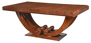 Art Deco Walnut Chrome Mounted Dining Table