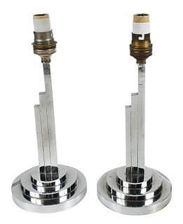 Pair of Art Deco Chrome Table Lamps