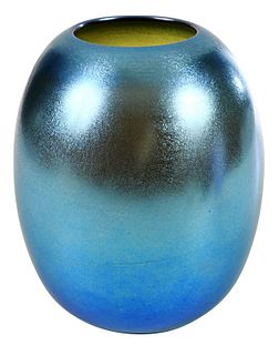 Durand Iridescent Blue Art Glass Vase