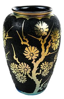 Steuben Gold Aurene Acid Cut Back Art Glass Vase