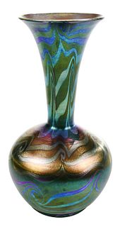 Durand Green King Tut Art Glass Vase