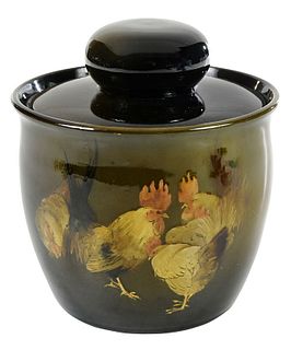 Rare Rookwood Humidor Decorated With Chickens