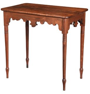 Southern Federal Scalloped Walnut Tea Table